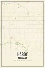 Retro US city map of Hardy, Nebraska. Vintage street map.