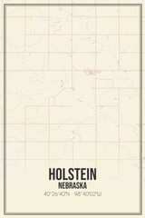 Retro US city map of Holstein, Nebraska. Vintage street map.