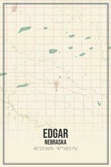 Retro US city map of Edgar, Nebraska. Vintage street map.