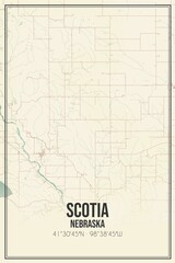 Retro US city map of Scotia, Nebraska. Vintage street map.