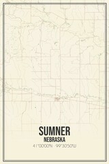Retro US city map of Sumner, Nebraska. Vintage street map.