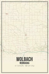 Fototapeta premium Retro US city map of Wolbach, Nebraska. Vintage street map.