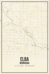 Retro US city map of Elba, Nebraska. Vintage street map.