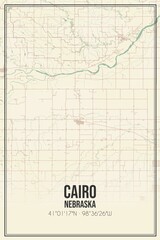 Retro US city map of Cairo, Nebraska. Vintage street map.