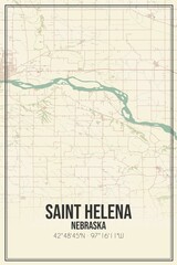 Retro US city map of Saint Helena, Nebraska. Vintage street map.