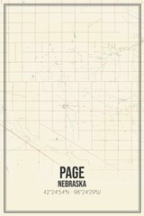 Retro US city map of Page, Nebraska. Vintage street map.