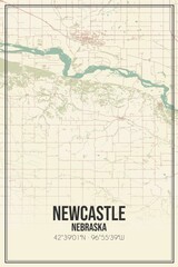 Retro US city map of Newcastle, Nebraska. Vintage street map.