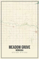 Retro US city map of Meadow Grove, Nebraska. Vintage street map.