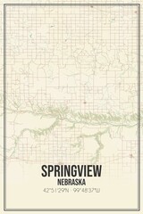 Retro US city map of Springview, Nebraska. Vintage street map.