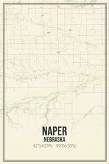 Retro US city map of Naper, Nebraska. Vintage street map.