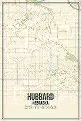 Retro US city map of Hubbard, Nebraska. Vintage street map.