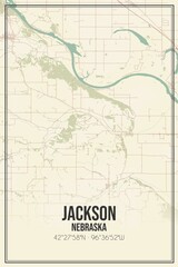 Retro US city map of Jackson, Nebraska. Vintage street map.