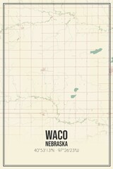 Retro US city map of Waco, Nebraska. Vintage street map.