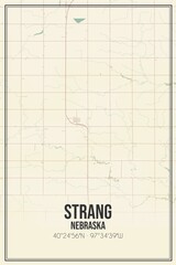 Retro US city map of Strang, Nebraska. Vintage street map.