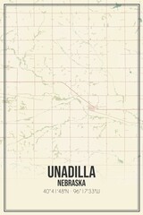 Retro US city map of Unadilla, Nebraska. Vintage street map.