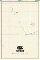 Retro US city map of Ong, Nebraska. Vintage street map.