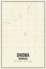 Retro US city map of Ohiowa, Nebraska. Vintage street map.