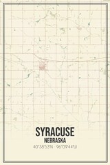 Retro US city map of Syracuse, Nebraska. Vintage street map.