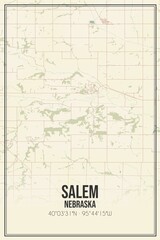 Fototapeta na wymiar Retro US city map of Salem, Nebraska. Vintage street map.