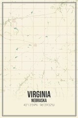 Retro US city map of Virginia, Nebraska. Vintage street map.