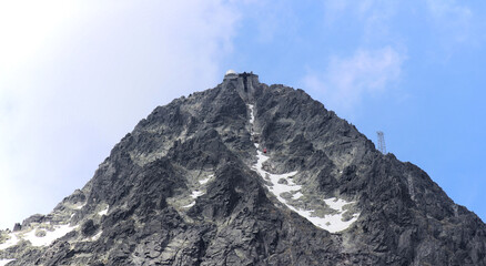 Gondola station at the top of Lomnicky Stit in Vysoke Tartry in Slovakia