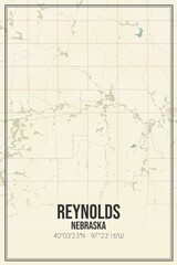 Retro US city map of Reynolds, Nebraska. Vintage street map.