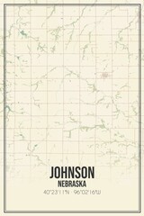 Retro US city map of Johnson, Nebraska. Vintage street map.