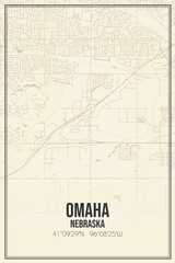 Retro US city map of Omaha, Nebraska. Vintage street map.