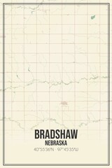 Retro US city map of Bradshaw, Nebraska. Vintage street map.