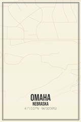 Retro US city map of Omaha, Nebraska. Vintage street map.