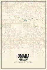 Fototapeta na wymiar Retro US city map of Omaha, Nebraska. Vintage street map.