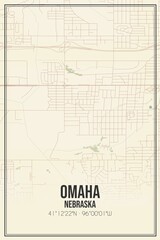 Retro US city map of Omaha, Nebraska. Vintage street map.