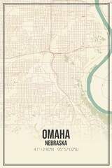 Retro US city map of Omaha, Nebraska. Vintage street map. - obrazy, fototapety, plakaty