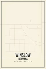 Retro US city map of Winslow, Nebraska. Vintage street map.