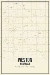 Retro US city map of Weston, Nebraska. Vintage street map.