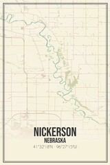 Obraz premium Retro US city map of Nickerson, Nebraska. Vintage street map.