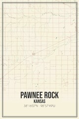 Retro US city map of Pawnee Rock, Kansas. Vintage street map.