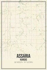 Retro US city map of Assaria, Kansas. Vintage street map.