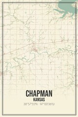 Retro US city map of Chapman, Kansas. Vintage street map.