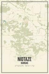 Retro US city map of Niotaze, Kansas. Vintage street map.