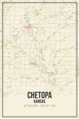 Fototapeta na wymiar Retro US city map of Chetopa, Kansas. Vintage street map.