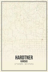 Retro US city map of Hardtner, Kansas. Vintage street map.