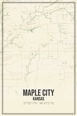 Fototapeta premium Retro US city map of Maple City, Kansas. Vintage street map.