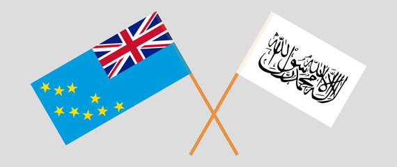 Crossed flags of Tuvalu and Taliban. Official colors. Correct proportion