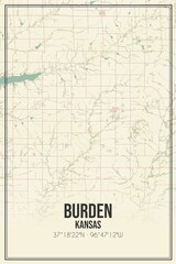 Obraz premium Retro US city map of Burden, Kansas. Vintage street map.