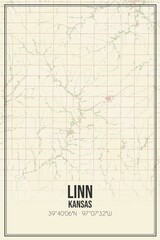Retro US city map of Linn, Kansas. Vintage street map.