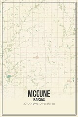 Retro US city map of McCune, Kansas. Vintage street map.
