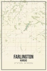 Retro US city map of Farlington, Kansas. Vintage street map.