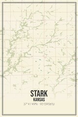 Retro US city map of Stark, Kansas. Vintage street map.
