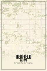 Retro US city map of Redfield, Kansas. Vintage street map.